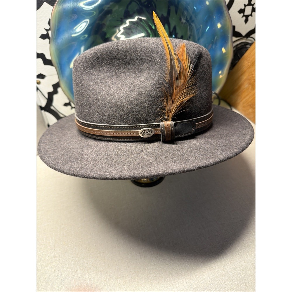 Bailey of Hollywood Brandt Lanolux Gray Wool Fedora Hat Small